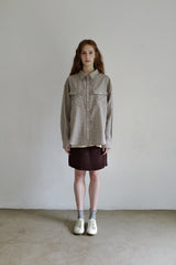 Seersucker check shirt, Brown