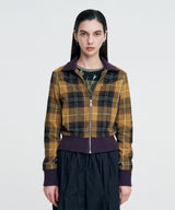 Plaid Check Flannel Zip-Up Jacket _ MUSTARD