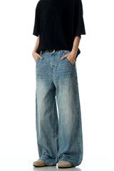 Bamboo Texture Straight Jeans