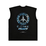 [UNISEX] WORLD PEACE オーバーサイズローエッジスリーブレスTシャツ（ブラック）