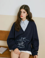 Street Layer Logo Decorated Shirt Sweatshirt Navy