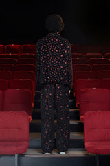FLORAL JACQUARD ZIP JACKET / BLACK