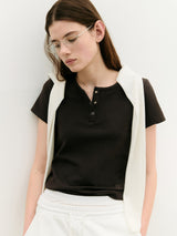 NUBASIC ヘンリーネック Tシャツ チャコール