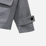 Carbon Wool Hooded Half Coat