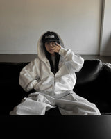 Eyelet full hoodie zip up