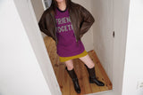  Friends Together Patchwork T Shirt - Purple (Loose Type)