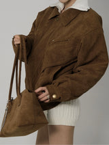 Suede Padded Bomber Jumper 2025 - Camel