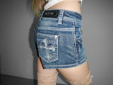 blue wave chrome denim shorts