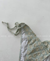 Flower embroidered tube top bikini