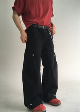curved dyeing strap wide pants(2colors)