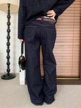 Penny Red Stitch Raw Wide Denim Pants