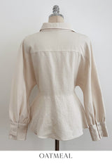 Annie V-neck Collar Double Wrap Jacket Blouse