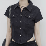 Pias denim cropped shirt