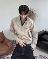 Deon Dyeing High Neck Crop Jacket