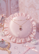 ロージーハートプリンセスレイヤードネックレス - ゴールドカラー (STAYC Seeun Necklace)