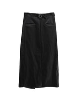 Revon Crack Leather Long Skirt