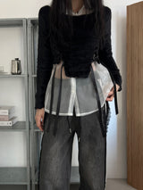 2-WAY lace wide denim training banding long pants (2 colors)