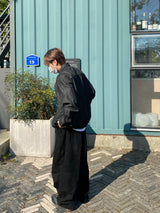 ブラックデニムストリングシャツ