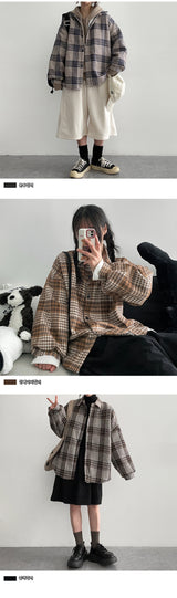 Boxy checkered shirt jacket