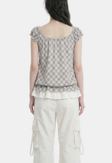 Romantic Check Frill Blouse