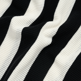 25SS COLLAR POINT STRIPE SHORT SLEEVE KNIT BLACK