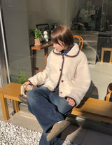 Bigget Collar Wool Mustang Fur Jacket