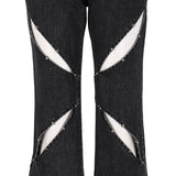 STUD GREY CUTOUT ZIPPER DENIM