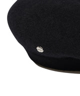 Clover Heart Wool Blend Beret Black