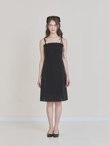 レースフリルミディドレス (Black)