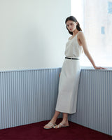 LOGO PLATE MIDI SKIRT [WHITE]