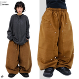 Real wide double-knee pocket pants