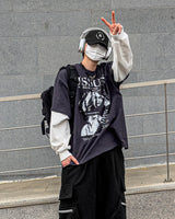 イシュー レイヤード カラーブロック オーバーサイズ ロングスリーブ