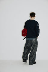 コラムスウェットシャツ(Washed-Navy)