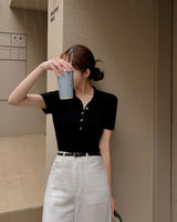 Liffey Collar Short-Sleeved Knitwear