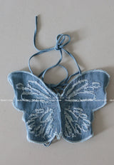 Butterfly Denim Backless Tube Top