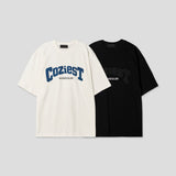 LMN コジーデニムエンブロイダリーオーバーサイズフィットショートスリーブドTシャツ (2 colors)