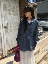 [unisex] Tail Overfit Pocket Check Shirt