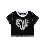 Heart cutting crop T-shirt (Black