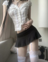 Pinia low-waist flare skirt (black)