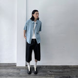 Button-Fly Structured Wide Shorts