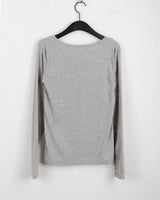 Alkan Basic Ribbed U-Neck Inner Long Sleeve T-Shirt