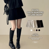  Humming Waist Banding Woolen Miniskirt