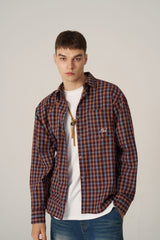 Logo Point Check Shirt - Burgundy