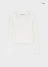 [B-BASIC] スタンダードブラッシュスクエアネック長袖Tシャツ (2SIZE)