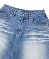 Cross Stud Denim Bermuda Pants - Light Blue