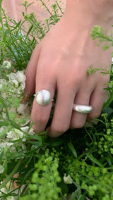 Matt silver open ring set