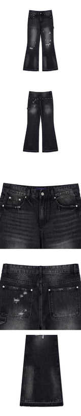 [Unisex] Damage boots cut flare pants
