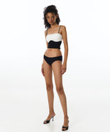 Chain Contrast Tube Top Bikini Bra (Black)