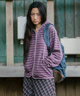MULTI STRIPED FLEECE ZIP UP HOODIE PURPLE(CV2GFFM482A)