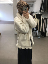フリルヘムハヘアリーハーフコート (2color)